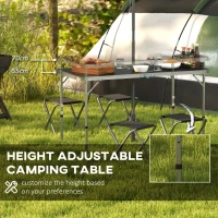 Outsunny Folding Picnic Table Camping Table and Chairs Use for BBQ Picnic Garden Parties 47.2" L x 23.6" W x 21.7" -27.6" H Black(m-5)