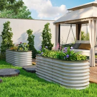 Outsunny 2Pcs Galvanized Raised Garden Bed, 6 x 2 x 2 ft Modular Metal Garden Beds with Rubber Strip Edging, Silver(m-8)