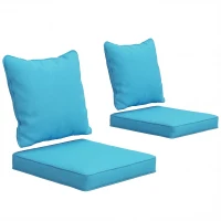 Outsunny Seat Cushion Back Pillows Replacement Set of 2, Patio Chair Cushions Set for Indoor Outdoor, Turquoise(m-2)