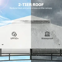 Outsunny 10' x 12' Patio Gazebo, UPF50+ Double Roof Outdoor Gazebo Canopy Shelter with Netting for Backyard, Patio, Cream White(m-4)