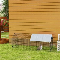PawHut 73" Small Animal Cage with Roof, Indoor/Outdoor Use,  for Chicken, Rabbits, Chinchillas, Silver(m-8)
