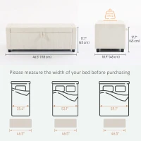 HOMCOM Storage Ottoman, Upholstered Corduroy End of Bed Bench with Thick Padding, Storage Bench for Bedroom, Beige(m-3)
