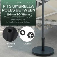 Outsunny 33 lbs Concrete Parasol Base, Heavy Duty Patio Umbrella Stand, 18.3" Round Garden Parasol Holder, Black(m-4)