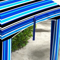 Outsunny 70.1" L x 70.1" W Cabana Umbrella with Walls, Vents, Ruffles, Carry Bag, Beach Umbrella, Blue Stripe(m-10)