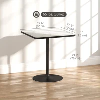 HOMCOM Dining Table for 4, Modern Kitchen Table with Marble Effect Tabletop and Round Base, White(m-3)