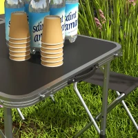 Outsunny Folding Picnic Table Camping Table and Chairs Use for BBQ Picnic Garden Parties 47.2" L x 23.6" W x 21.7" -27.6" H Black(m-10)
