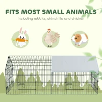 PawHut 73" Small Animal Cage with Roof, Indoor/Outdoor Use,  for Chicken, Rabbits, Chinchillas, Silver(m-6)