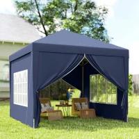 Outsunny 10'x10' Outdoor Pop Up Party Tent Wedding Gazebo Canopy with Carrying Bag (Blue)(m-10)