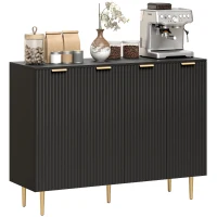 HOMCOM Modern Kitchen Storage Cabinet, Sideboard Buffet Cabinet with Adjustable Shelves for Hallway, Black(m-11)