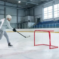 Soozier 3' x 2' Mini Hockey Goal, Easy Setup Hockey Net with Metal Frame, Lightweight & Portable(m-8)
