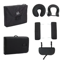 HOMCOM 83 Inch Portable Folding Massage Table, Height Adjustable Professional Salon Spa Facial Couch Bed with Free Carrying Case, Headrest, Armrests, Black(m-10)