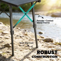 Outsunny Adjustable Height Folding Picnic Table with Removable Plates, Aluminum Camping Table, Black(m-7)