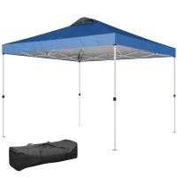 Outsunny Pop Up Canopy Waterproof Canopy Tent with Carrying Bag for Parties Garden BBQs 9.8' x 9.8', Blue(m-2)