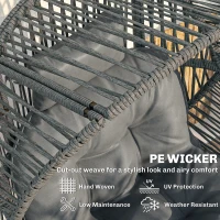 Outsunny Wicker Egg Chair, 330 lbs Outdoor Rattan Lounge Chair with Thick Cushion, Headrest, Steel Frame, Dark Grey(m-6)