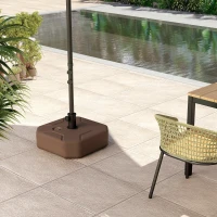 Outsunny Square Patio Umbrella Base Holder, Outdoor Umbrella Stand, 17.7" L x 17.7" W x 9.8" H Brown(m-10)