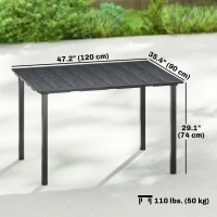 Outsunny Outdoor Dining Table for 4 People, Rectangular Patio Table with HDPE Top and Metal Frame, for Garden, Backyard, Deck(m-3)