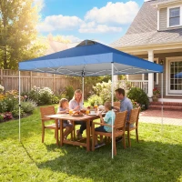 Outsunny Pop Up Canopy Waterproof Canopy Tent with Carrying Bag for Parties Garden BBQs 9.8' x 9.8', Blue(m-9)