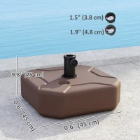 Outsunny Square Patio Umbrella Base Holder, Outdoor Umbrella Stand, 17.7" L x 17.7" W x 9.8" H Brown(m-3)