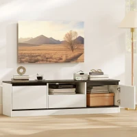 HOMCOM TV Stand for 55-60 Inch TV,  Entertainment Center w/ Cabinets, Shelf, Drawer and Cable Management for Living Room, White(m-8)