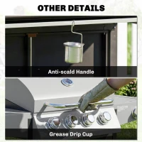 Outsunny 4+1 Burner Liquid Propane Gas Grill, Outdoor Portable BBQ Grill with Side Burner, Warming Rack, Side Shelf(m-9)