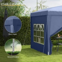 Outsunny 10'x10' Outdoor Pop Up Party Tent Wedding Gazebo Canopy with Carrying Bag (Blue)(m-6)