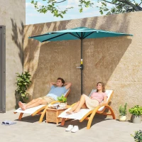 Outsunny 9.8ft Half Umbrella Semi Round Patio Parasol with Crank Handle, Top Vent for Garden, Balcony- NO BASE INCLUDED, Light Blue(m-1)