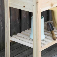 Outsunny Elevated Planter Box with Storage Shelf for Flowers, Vegetables, and Herbs, 36" x 16" x 32", Natural(m-9)