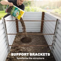 Outsunny 5' x 3' x 2' Raised Garden Bed, Galvanized Planter Box for Growing Flowers, Herbs and Vegetables Dark Brown Wood Effect(m-10)