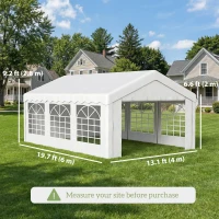 Outsunny 20'x13' Heavy Duty Event Tent Gazebo Portable Sun Shelter with Sidewalls White(m-3)