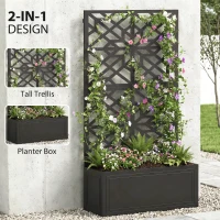 Outsunny Metal Raised Garden Bed with Trellis for Climbing Plants, Freestanding or Wall Mounted Flower Bed with Privacy Panel(m-4)
