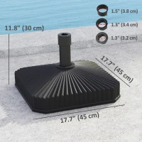 Outsunny Patio Umbrella Base Umbrella Stand, Heavy Duty Outdoor Umbrella Stand Base 17.7" L x 17.7" W x 11.8" H Black(m-3)