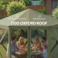 Outsunny 10 x 11 ft Pop Up Gazebo Screen Tent, Portable Instant Camping Canopy Screen House with Nettings, Carry Bag, Dark Green(m-7)