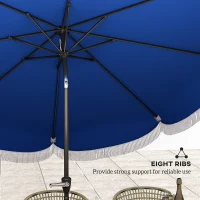 Outsunny 9FT Patio Umbrella Parasol, UPF 30+ Outdoor Market Umbrella with Crank, 8 Ribs, Push Button Tilt, Blue(m-9)