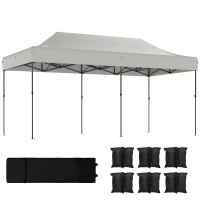 Outsunny 10 x 20 ft Pop Up Canopy Tent, Heavy Duty UPF50+ Outdoor Portable Instant Canopy Shelter with Wheeled Bag, White(m-11)