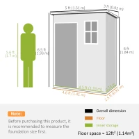 Outsunny 5 x 3FT Garden Shed with Floor, Outdoor Storage Shed with Lockable Door, Window and Vent for Backyard, Patio, Dark Grey(m-3)