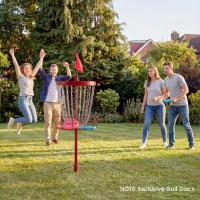 Soozier 24-Chain Portable Practice Basket for Disc Golf Target Stand, Lightweight Basket w/ Carry Bag, Red and Silver(m-10)