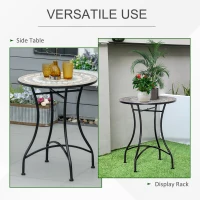 Outsunny Mosaic Patio Table, Round Coffee Table with Metal Frame, Garden Furniture for Outdoor, Poolside, Green(m-5)