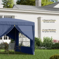 Outsunny 10'x10' Outdoor Pop Up Party Tent Wedding Gazebo Canopy with Carrying Bag (Blue)(m-7)