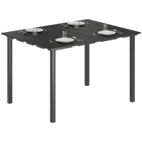 Outsunny Outdoor Dining Table for 4 People, Rectangular Patio Table with HDPE Top and Metal Frame, for Garden, Backyard, Deck(m-11)