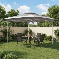 Outsunny 11.5 x 11.5 ft Pop Up Canopy Tent with 1-Button Push Easy Setup, UPF 50+ 2-Tier Instant Canopy with Carry Bag, Dark Grey(m-8)