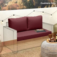 Outsunny Outdoor Seat Cushions with Backrest, Loveseat Double Sofa Outdoor Furniture Cushions, Wine Red(m-9)