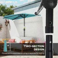 Outsunny 9.8ft Half Umbrella Semi Round Patio Parasol with Crank Handle, Top Vent for Garden, Balcony- NO BASE INCLUDED, Light Blue(m-6)