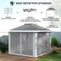 Outsunny 11' x 11' Pop Up Gazebo, Double Roof Foldable Height Adjustable Canopy Tent with Mesh Sidewalls, Carrying Bag, Dark Grey(m-5)