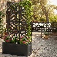 Outsunny Metal Raised Garden Bed with Trellis for Climbing Plants, Freestanding or Wall Mounted Flower Bed with Privacy Panel(m-6)