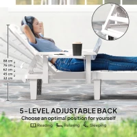 Outsunny Set of 2 Tanning Chair, 5 Positions Adjustable Outdoor Lounge Chairs with Foldable Side Table, White(m-4)