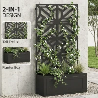 Outsunny Metal Raised Garden Bed with Trellis for Climbing Plants, Freestanding or Wall Mounted Flower Bed with Privacy Panel(m-4)