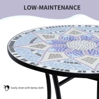 Outsunny 23.6" Mosaic Round Patio Table with Ceramic Tabletop, Outdoor Furniture, Multicolor(m-6)