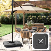 Outsunny 2-Piece Cantilever Umbrella Base Weight Set, 231 lb Water or Sand Fillable Outdoor Offset Umbrella Weights, Black(m-2)