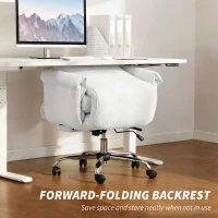 HOMCOM High Back Office Chair, Reclining Desk Chair with Footrest, High Resilience Foam, Rolling Wheels, Cream White(m-10)