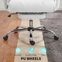 HOMCOM High Back Office Chair, Reclining Desk Chair with Footrest, High Resilience Foam, Rolling Wheels, Cream White(m-9)